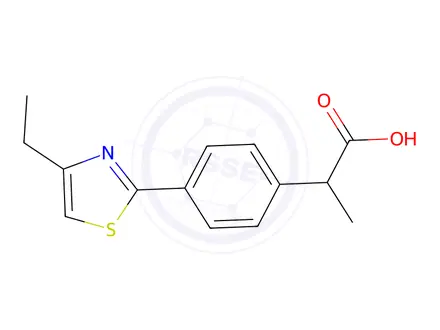 Chemical structure of α-Methyl-4-(4-ethyl-2-thiazolyl)benzeneacetic acid