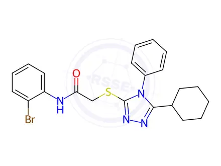 Chemical structure of N-(2-bromophenyl)-2-((5-cyclohexyl-4-phenyl-4H-1,2,4-triazol-3-yl)thio)acetamide