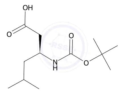 Chemical structure of (S)-3-(Boc-amino)-5-methylhexanoic Acid