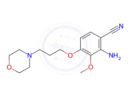 Chemical structure of 2-amino-3-methoxy-4-(3-morpholin-4-ylpropoxy)benzonitrile