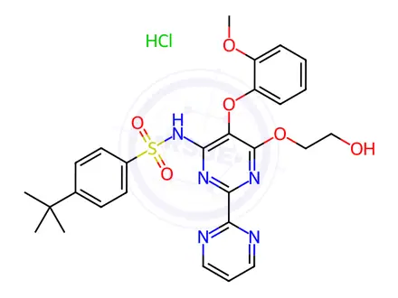 Chemical structure of 4-tert-butyl-N-(6-(2-hydroxyethoxy)-5-(2-Methoxyphenoxy)-2,2'-bipyriMidin-4-yl)benzenesulfonaMide hydrate