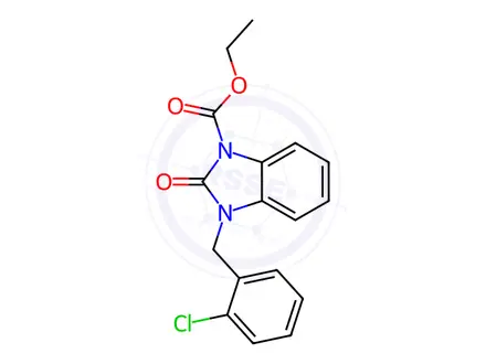 Chemical structure of Ethyl 3-[(2-chlorophenyl)methyl]-2-oxo-2,3-dihydro-1H-1,3-benzodiazole-1-carboxylate