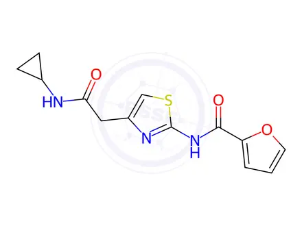 Chemical structure of N-(4-(2-(Cyclopropylamino)-2-oxoethyl)thiazol-2-yl)furan-2-carboxamide