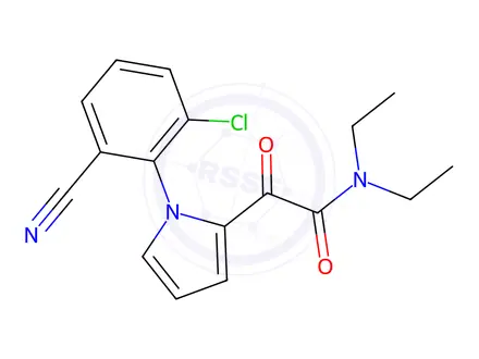 Chemical structure of 2-(1-(2-Chloro-6-cyanophenyl)-1H-pyrrol-2-yl)-N,N-diethyl-2-oxoacetamide