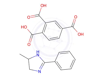 Chemical structure of benzene-1,2,4-tricarboxylic acid, compound with 4,5-dihydro-4-methyl-2-phenyl-1H-imidazole (1:1)