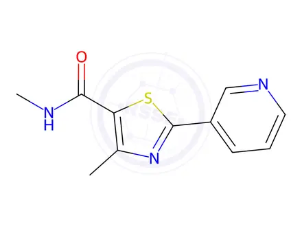 Chemical structure of N,4-dimethyl-2-(pyridin-3-yl)thiazole-5-carboxamide