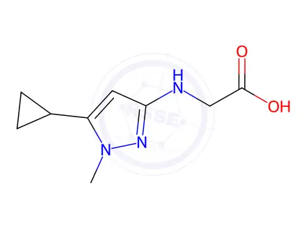 Chemical structure of N-(5-cyclopropyl-1-methyl-1H-pyrazol-3-yl)glycine