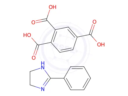 Chemical structure of benzene-1,2,4-tricarboxylic acid, compound with 4,5-dihydro-2-phenyl-1H-imidazole (1:1)