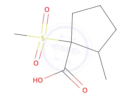 Chemical structure of 2-Methyl-1-(methylsulfonyl)cyclopentane-1-carboxylic acid