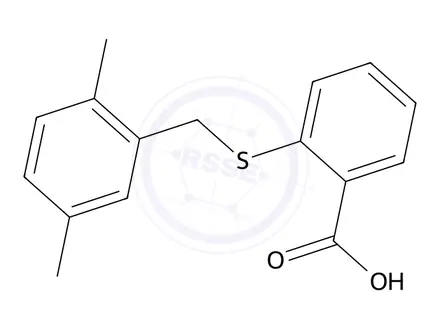 Chemical structure of 2-((2,5-Dimethylbenzyl)thio)benzoic acid