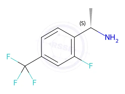 Chemical structure of (S)-1-(2-Fluoro-4-(trifluoromethyl)phenyl)ethanamine