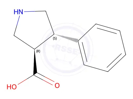 Chemical structure of (3R,4S)-4-Phenylpyrrolidine-3-carboxylic acid hydrochloride
