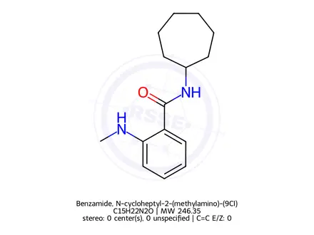 Chemical structure of Benzamide, N-cycloheptyl-2-(methylamino)-(9CI)