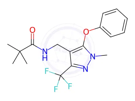 Chemical structure of N-((1-methyl-5-phenoxy-3-(trifluoromethyl)-1H-pyrazol-4-yl)methyl)pivalamide