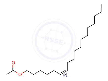 Chemical structure of 6-Octadecen-1-ol, acetate, (6Z)-(9CI)