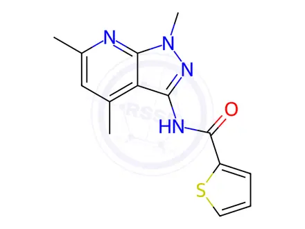 Chemical structure of N-(1,4,6-trimethyl-1H-pyrazolo[3,4-b]pyridin-3-yl)thiophene-2-carboxamide