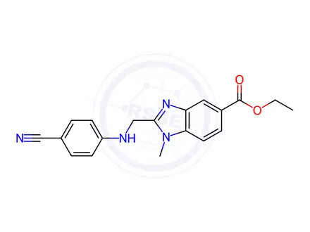 Chemical structure of Ethyl 2-(((4-cyanophenyl)amino)methyl)-1-methyl-1H-benzo[d]imidazole-5-carboxylate