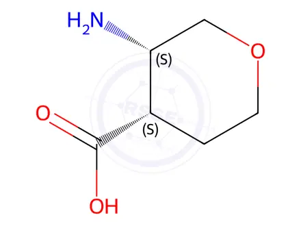 Chemical structure of (3S,4S)-3-aminotetrahydro-2H-pyran-4-carboxylic acid hydrochloride