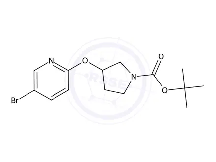Chemical structure of tert-Butyl 3-((5-bromopyridin-2-yl)oxy)pyrrolidine-1-carboxylate