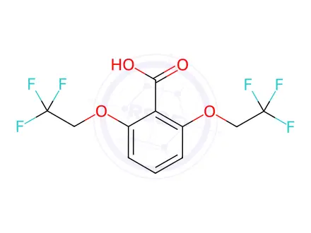 Chemical structure of 2,6-di(2,2,2-Trifluoroethoxy)benzoic Acid