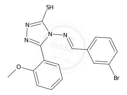 Chemical structure of 4-((3-Bromobenzylidene)amino)-3-(2-methoxyphenyl)-1H-1,2,4-triazole-5(4H)-thione