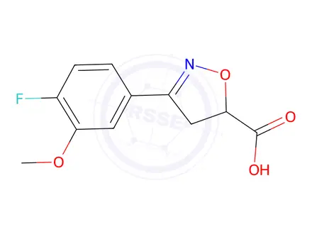 Chemical structure of 3-(4-Fluoro-3-methoxyphenyl)-4,5-dihydro-1,2-oxazole-5-carboxylic acid