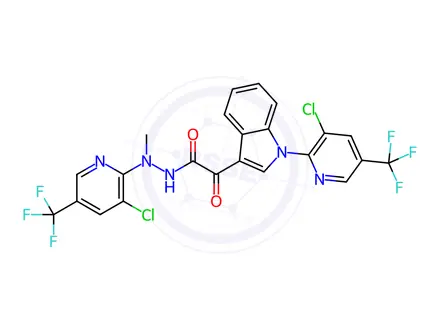 Chemical structure of N'-[3-Chloro-5-(trifluoromethyl)pyridin-2-yl]-2-{1-[3-chloro-5-(trifluoromethyl)pyridin-2-yl]-1H-indol-3-yl}-N'-methyl-2-oxoacetohydrazide