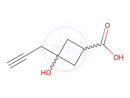 Chemical structure of (1s,3s)-3-hydroxy-3-(prop-2-yn-1-yl)cyclobutane-1-carboxylic acid