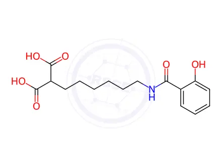 Chemical structure of 2-(6-(2-hydroxybenzamido)hexyl)malonic acid