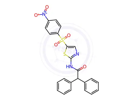 Chemical structure of N-(5-((4-Nitrophenyl)sulfonyl)thiazol-2-yl)-2,2-diphenylacetamide