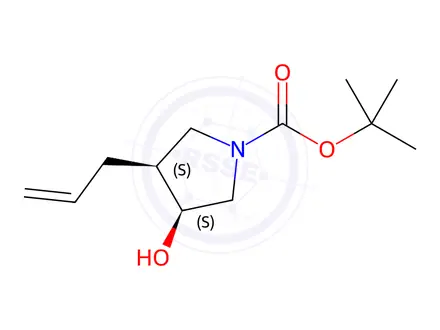 Chemical structure of (3S,4S)-tert-Butyl 3-allyl-4-hydroxypyrrolidine-1-carboxylate