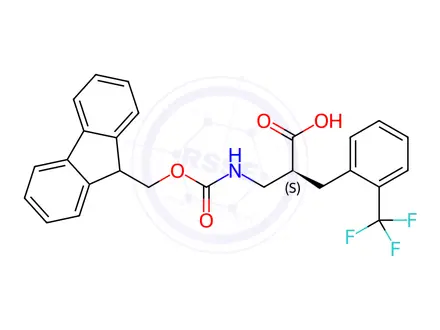 Chemical structure of Fmoc-(S)-3-amino-2-(2-(trifluoromethyl)benzyl)propanoicacid