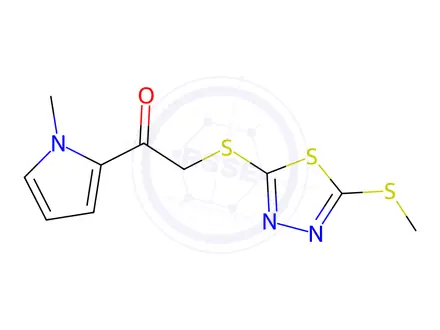 Chemical structure of 1-(1-Methyl-1h-pyrrol-2-yl)-2-((5-(methylthio)-1,3,4-thiadiazol-2-yl)thio)ethan-1-one