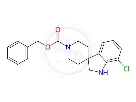 Chemical structure of Spiro[3H-indole-3,4'-piperidine]-1'-carboxylic acid, 7-chloro-1,2-dihydro-, phenylmethyl ester