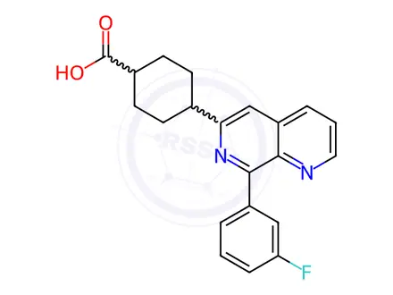Chemical structure of 4-[8-(3-Fluorophenyl)-1,7-naphthyridin-6-yl]cyclohexane-1-carboxylic acid