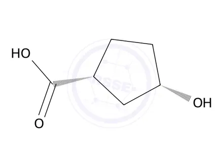 Chemical structure of cis-3-hydroxycyclopentanecarboxylic acid