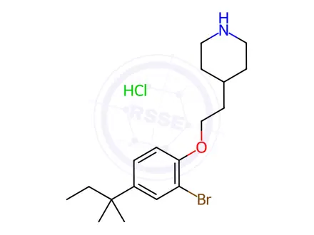 Chemical structure of 4-{2-[2-Bromo-4-(tert-pentyl)phenoxy]-ethyl}piperidine hydrochloride