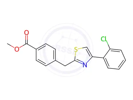 Chemical structure of Benzoic acid, 4-[[4-(2-chlorophenyl)-2-thiazolyl]methyl]-, methyl ester