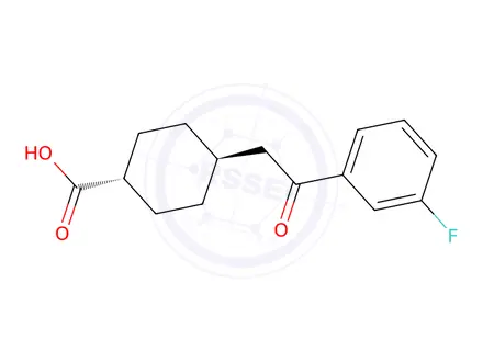 Chemical structure of trans-4-(2-(3-Fluorophenyl)-2-oxoethyl)cyclohexanecarboxylic acid