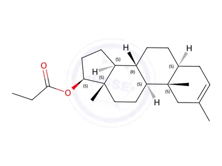 Chemical structure of 2-Methyl-5α-androst-2-en-17β-ol-propionate
