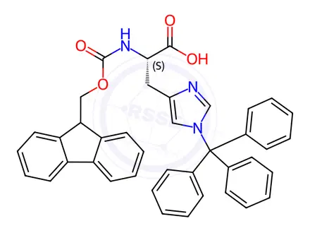 Chemical structure of Fmoc-His(Trt)-OH