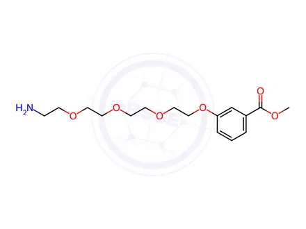 Chemical structure of 3-(11-Amino-3,6,9-trioxaundecanoxy)benzoic Acid Methyl Ester Trifluoracetic Acid salt