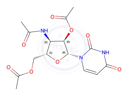 Chemical structure of 3'-N-Acetyl-3'-amino-3'-deoxy-2',5'-di-O-acetyluridine
