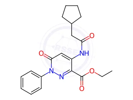 Chemical structure of Ethyl 4-(2-cyclopentylacetamido)-6-oxo-1-phenyl-1,6-dihydropyridazine-3-carboxylate