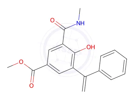 Chemical structure of Methyl 4-hydroxy-3-(methylcarbamoyl)-5-(1-phenylvinyl)benzoate