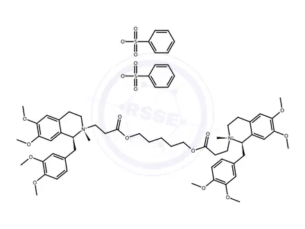 Chemical structure of [1-Alpha,2-Beta(1′S*,2′R*)]-2,2′-[1,5-Pentanediylbis[oxy(3-oxo-3,1-propanediyl)]]bis[1-[(3,4-dimethoxyphenyl)methyl]-1,2,3,4-tetrahydro-6,7-dimethoxy-2-methylisoquinolinium Dibenze