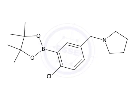 Chemical structure of 1-(4-Chloro-3-(4,4,5,5-tetramethyl-1,3,2-dioxaborolan-2-yl)benzyl)pyrrolidine