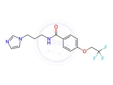 Chemical structure of N-[3-(1H-Imidazol-1-yl)propyl]-4-(2,2,2-trifluoroethoxy)benzamide