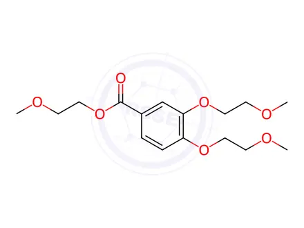Chemical structure of 2-Methoxyethyl 3,4-bis(2-methoxyethoxy)benzoate (Erlotinib Impurity)