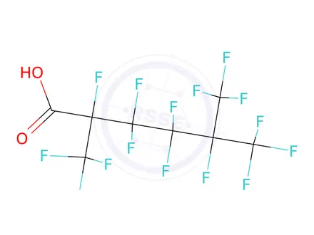 Chemical structure of Hexanoic acid, 2,3,3,4,4,5,6,6,6-nonafluoro-2,5-bis(trifluoromethyl)-
